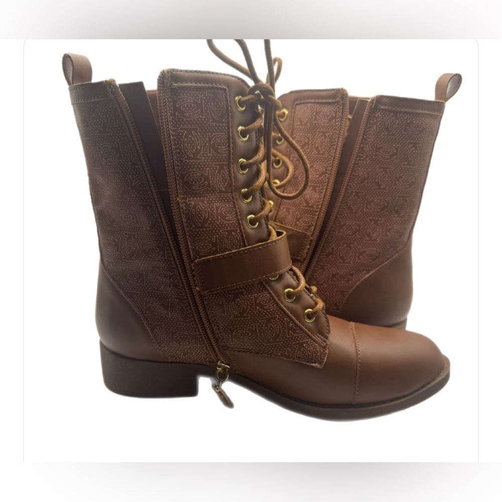 Bebe Women’s Brown Ankle Boot Side Gold Buckle. Size 8.5. Booties. Side zip. - Picture 4 of 8